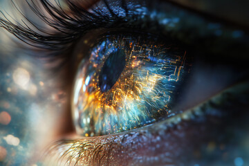Futuristic close-up of a cybernetic eye