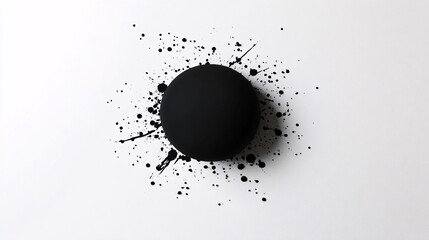 In the midst of a white background, an isolated black dot offers a bold and striking contrast, emphasizing minimalist simplicity