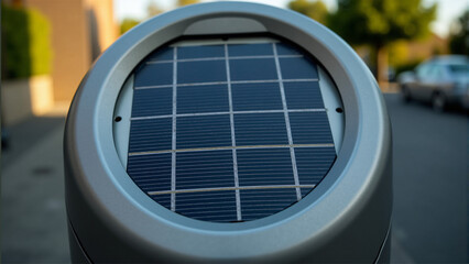 Solar-Powered Parking Payment Terminal: Small Solar Panel Mounted on Top