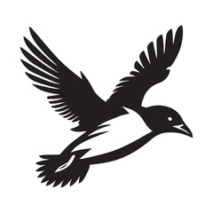 Obraz premium Little Auk Bird Silhouette Clipart - Dovekie Vector Illustration in black and white 