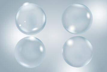 Blue collagen serum drops. Cosmetic liquid, essence bubble. Concept skin care cosmetics solution. Vector illustration