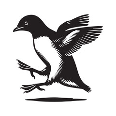Obraz premium Little Auk Bird Silhouette Clipart - Dovekie Vector Illustration in black and white 