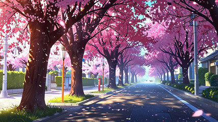 Cherry Blossom Street. generative ai