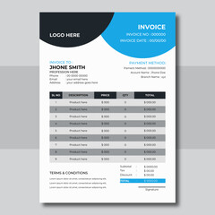 Minimal Corporate Business Invoice design template. business invoice and Office bill Design