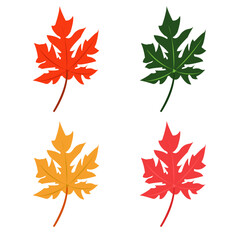 maple or autumn leaves with orange, green, yellow, pink colors