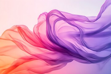 Fototapeta premium Elegant Flowing Fabric Billowing in Vibrant Gradient of Pink,Purple and Orange Colors