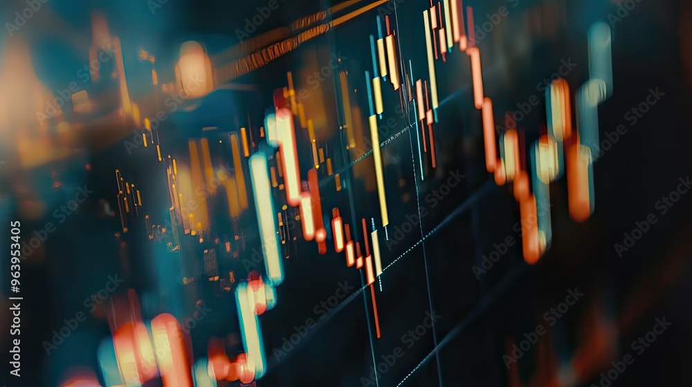 Aufkleber zoomed-in view of a forex trading chart with a focus on currency pair fluctuations and trend lines.