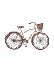 Fototapeta premium A vintage-style bicycle with a wicker basket.