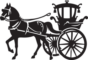 Horse carriage silhouette vector illustration isolated on a white background