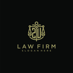 ZU initial monogram logo for lawfirm with scale vector design