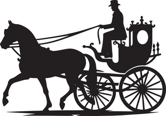 Horse carriage silhouette vector illustration isolated on a white background