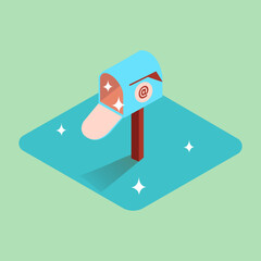 Cartoon Style Vector Illustration Related to Communication, Mailbox