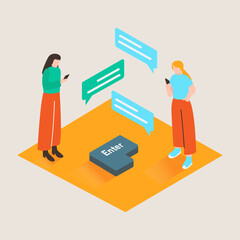 Cartoon Style Vector Illustration Related to Communication