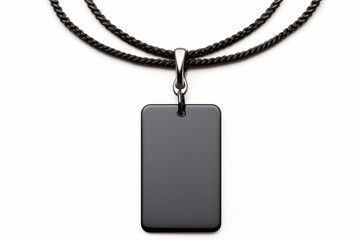 Fototapeta premium Simple black pendant necklace on a twisted rope chain, perfect for everyday wear