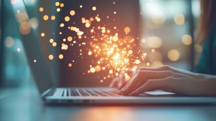 A group of entrepreneurs collaborating on a new business venture, working together on a laptop.