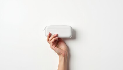 Hand Holding a Blank White Pen Case