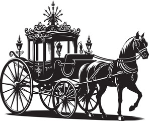 Horse carriage silhouette vector illustration isolated on a white background