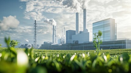 Obraz premium A visual representation of hydrogen energy coupled with carbon capture, reducing atmospheric carbon