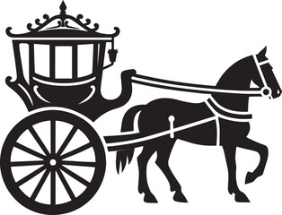 Horse carriage silhouette vector illustration isolated on a white background