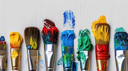 Paintbrushes with Colorful Paint