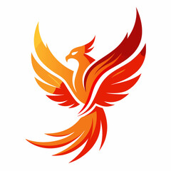 phoenix with open wings, flat curvy design, rounded shapes vector logo style vector illustration