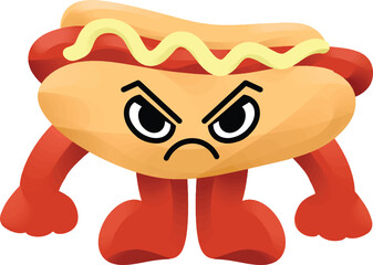 angry hotdog mascot vector illustration