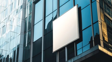 Square signboard mockup on building facade in PSD format. Clean and modern design template for showcasing logos, business names, or branding. Perfect for advertising on storefronts or commercial space