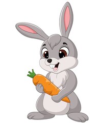 Cute Bunny Holding Carrot Adorable Rabbit Graphic