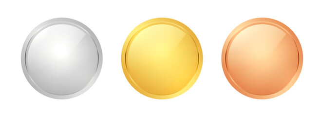 Winner's awards gold silver bronze. Empty winner's badge for victory.