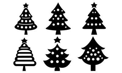 Christmas trees set. Christmas tree icons. Hand drawn in doodle style vector illustration