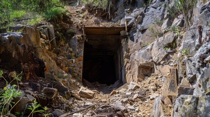 Dark Entrance to a Mountain Mine