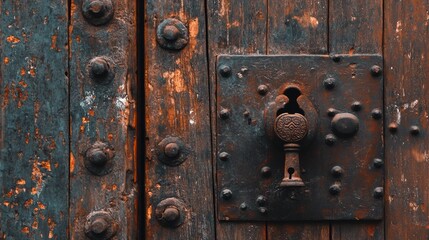 Old wooden door with lock