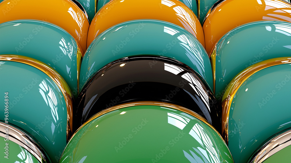 Poster Abstract vibrant colors and metallic elements flow in smooth curves, creating a modern, elegant design.