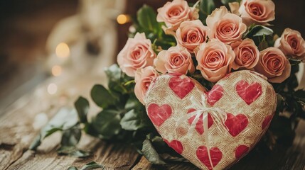 Fototapeta premium Roses and heart wrap