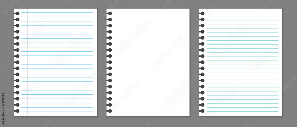Poster lined paper notebook template, stripe line note book, letter size notebook, line pages, blank pages 