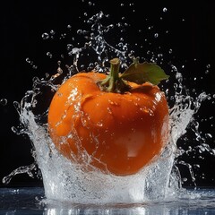 Design a high-resolution scene where strawberries, blueberries, blackberries, and raspberries spin mid-air, surrounded by dynamic water splashes, each droplet reflecting light and capturing the vibran