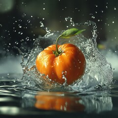 Design a high-resolution scene where strawberries, blueberries, blackberries, and raspberries spin mid-air, surrounded by dynamic water splashes, each droplet reflecting light and capturing the vibran