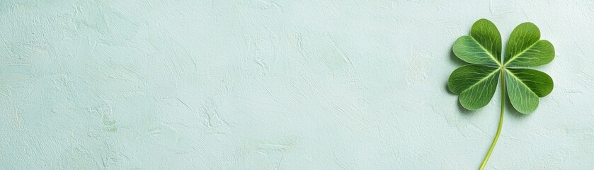 four-leaf clover on a textured green background, symbolizing luck and prosperity.
