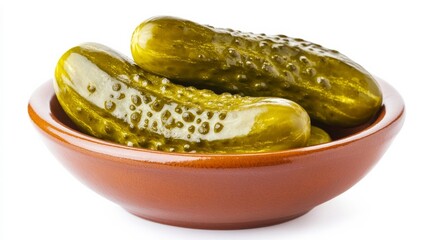Pickles on a glazed bowl