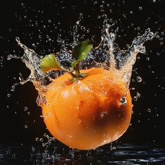 Design a high-resolution scene where strawberries, blueberries, blackberries, and raspberries spin mid-air, surrounded by dynamic water splashes, each droplet reflecting light and capturing the vibran