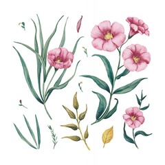 Delicate pink carnation flowers with lush foliage