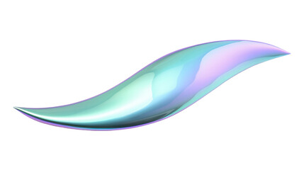 A smooth, iridescent wave-like shape with a gradient of pastel colors.