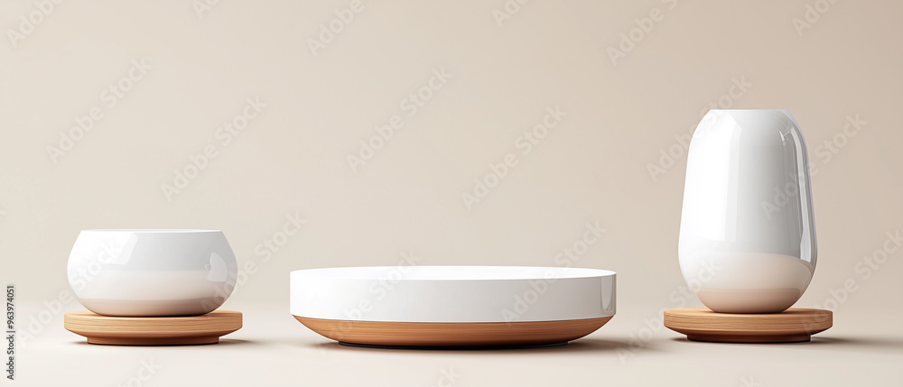 Poster minimalist podium designs with clean lines and modern textures, perfect for product display setups