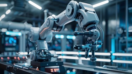 Futuristic industrial machine with advanced AI-driven process control