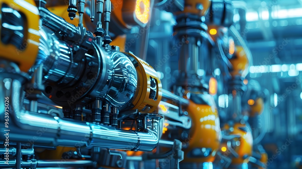 Poster high-performance futuristic industrial machine with advanced automation systems