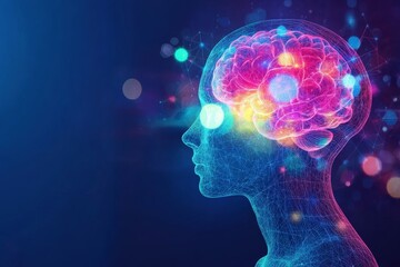 Neural oscillation visual cortex and neurolinguistics neural brain illuminated with glowing pathways visualizing artificial intelligence and brain activity