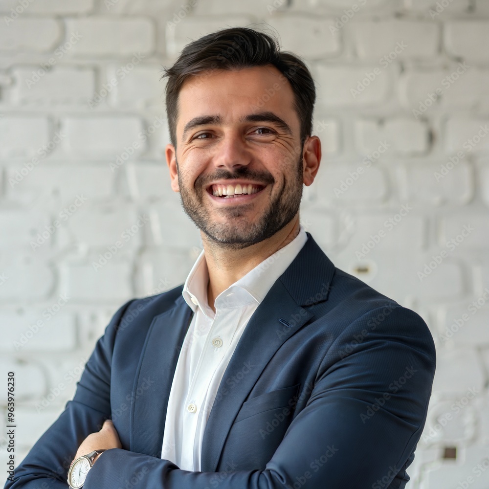 Canvas Prints a business man standing with a smiling face high quality ai generated image