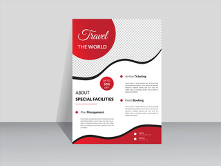 Travel poster or flyer pamphlet brochure design layout space for photo background. Travel flyer template for travel agency.