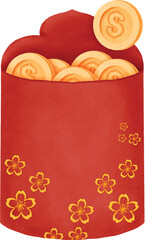 Bags of money and gold on Chinese New Year