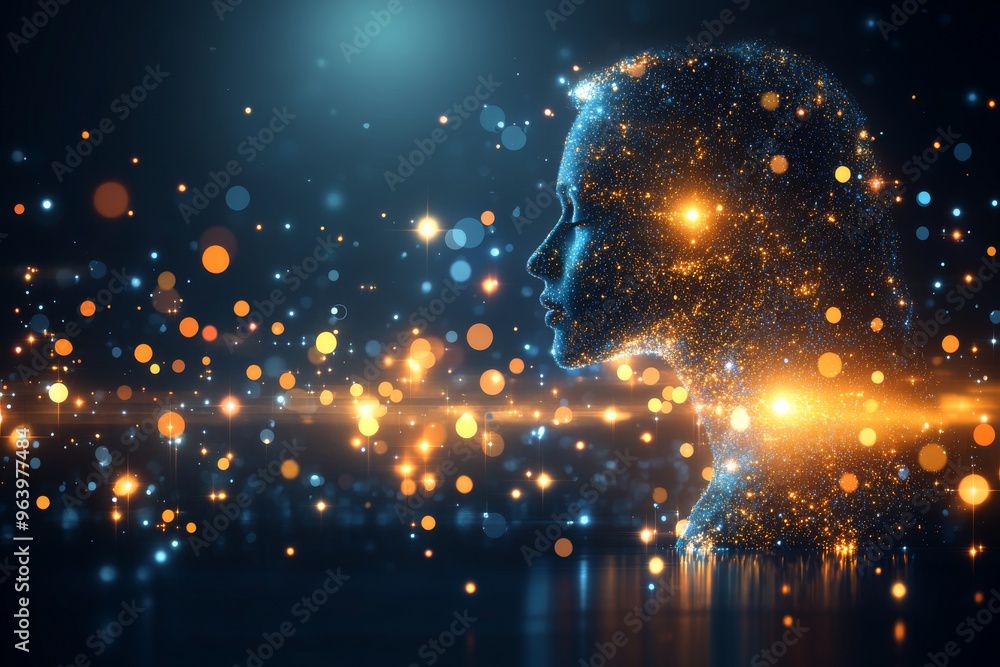 Poster neuroinformatics neurodegeneration and synaptic transmission abstract human head dissolving into par